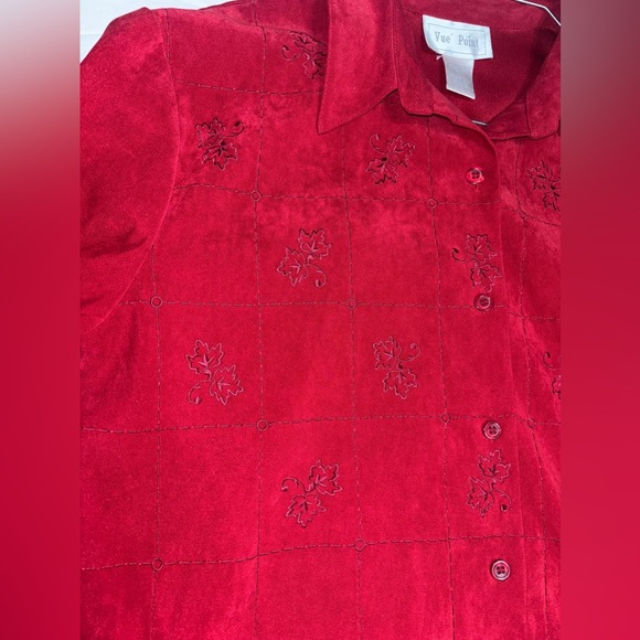 Deep Red Embroidered Button-Down Shirt - Picture 3 of 5